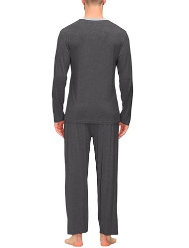 Image of JINSHI Men's Pajama Sets Soft Lightweight Sleepwear Nightwear with Pocket