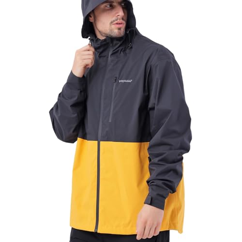 Men's Lightweight Waterproof Sports Zip Hoodie Rain Jacket, Cycling Windbreaker Pullover Coats, Breathable Coat