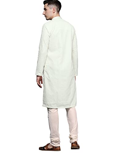 Image of Manyavar Men's Chikankari Sequin Work Kurta Set (2pcs)