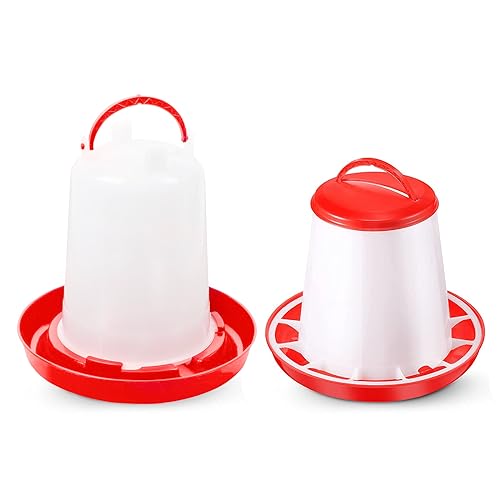 Anjing Ensemble abreuvoir (1,5 L) et mangeoire (1 L), automate d'alimentation pour poussins et abreuvoir, abreuvoir pour poules suspendu, abreuvoir automatique...