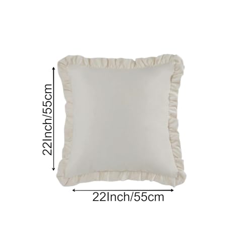 Image of Amazon Brand - Umi Velvet Cream 22x22 Pillow Covers, Set of 2 Decorative Ruffle Cushoin Pillow Covers for Sofa Couch
