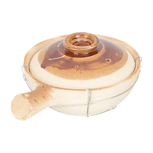 CRAFTHROU Cazuela de Barro para Cocina Casera Asa Única, Capacidad 0.8l, Calentamiento Uniforme Estofados y Sopas