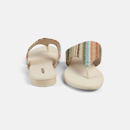 Image of Mochi Women's Colorful Zigzag Woven Strap Sandals