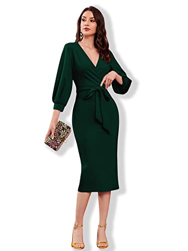 Image of rosery paris Women V Neck fulls Sleeve one Piece Formal Black Floral Western one piece Knee-Length Dress