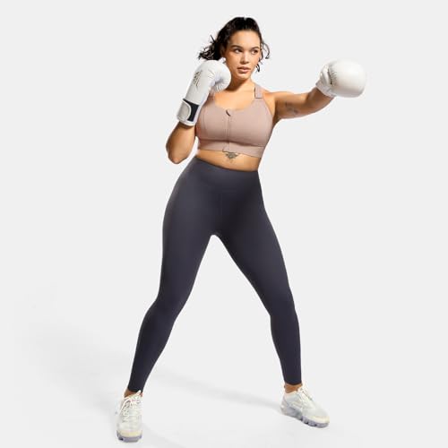 Image of High Impact Sports Bras for Women Adjustable Zip Front Plus Size Workout Bra Full Coverage Removable Padded Running