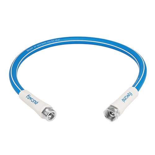 FEVONE 3 ft x 5/8 in Garden Hose, Hose Reel Leader Hose, Drinking Water Safe Short Lead-In Water Hose, Kink-Resistant Hybrid Polymer, 3/4 in Aluminum Fittings, Leak-Free, 600 PSI