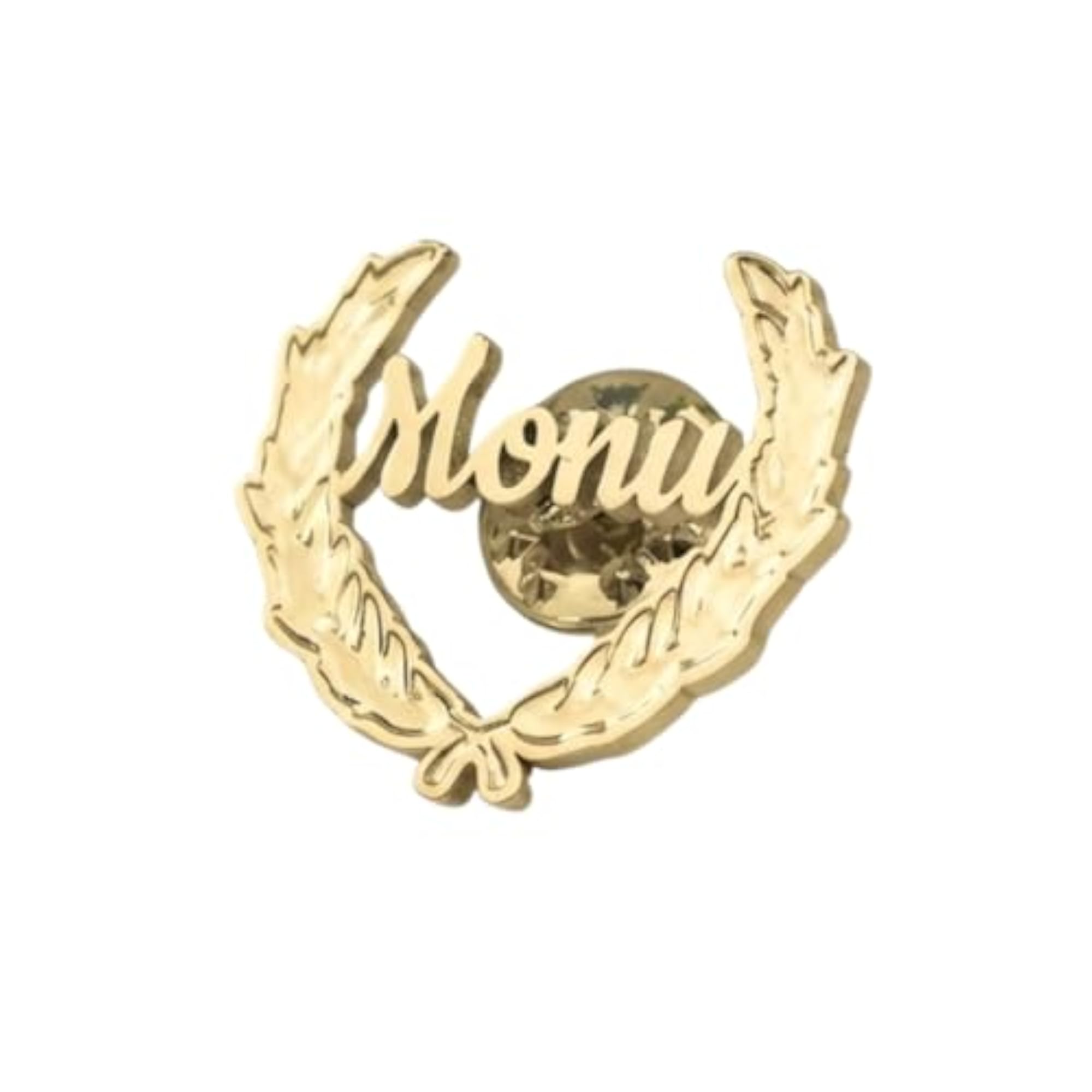 Personalized Engraved Name Brooch with Laurel Wreath Design