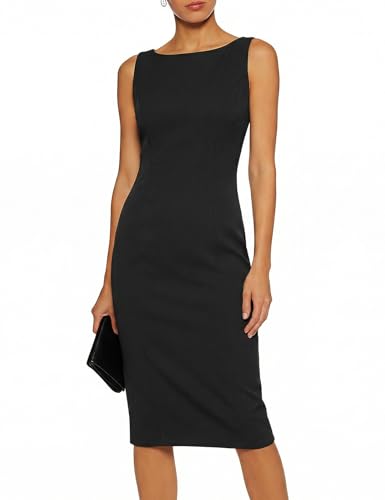 Belle Poque Womens Bodycon Dress Pencil Sheath Dresses Sleeveless Boat Neck Dress Work Dresses Business Casual Casual (Black L)