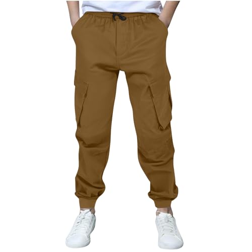 Cargo Joggers for Boys Elastic Waist Pull On Sweatpants Baggy Casual Hiking Joggers Fashion Athletic Workout Sweat Pants
