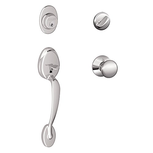 Image of SCHLAGE Plymouth Single Cylinder Handleset and Plymouth Knob, Bright Chrome (F60 PLY 625)