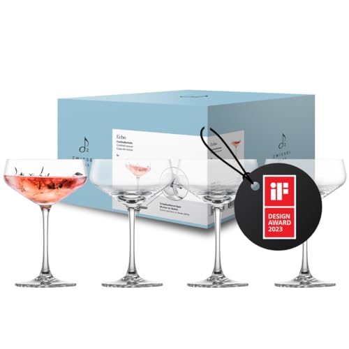 Zwiesel Glas Cocktailschale Echo (4-er Set), moderne Cocktailgläser mit besonderer Bodenplatte, spülmaschinenfeste Tritan-Kristallgläser, Made in Germany (Art.-Nr. 123384)