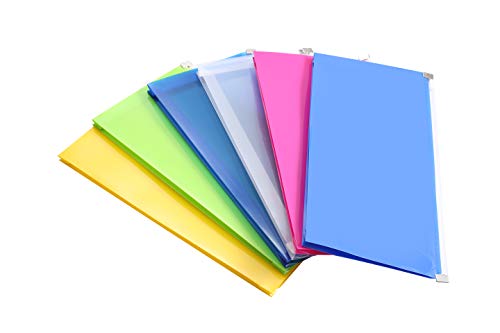 Purida Plastic Envelopes for Paper with Zipper Closure, 5 x 10″ Poly Envelopes with 1 1/5″ Expansion for Home Office School Organization in 6 Assorted Colors
