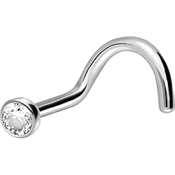 Barra Con Discos De Plastico PIERCINGLINE piercing quirúrgico de acero en la nariz con disco de cristal en color plata/cristal transparente
