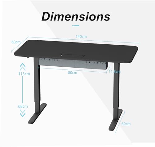 Image of Electric Standing Desk with Cable Management Tray,55x24 Inch Adjustable Height Sit Stand Desk,with Memory Presets & Anti-Collision Computer Desk,for Office,Home,Black Top&Black Frame