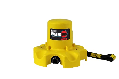 Image of WAYNE - WaterBUG AUTO 1 /4 HP 1900 GPH Auto On /Off Submersible Pump with Multi-Flo Technology - Water Removal and Transfer Pump, Yellow | Auto On /Off Switch, Drains to 1 /2 inch Surface, 23 ft. Max Head, Debris-Filtering Strainer, Fits Standard Garden Hose