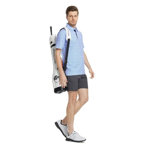 Image of M MAELREG Mens Golf Shirt Short Sleeve Dry Fit Print Moisture Wicking Performance Patterns Collared Polo Shirt