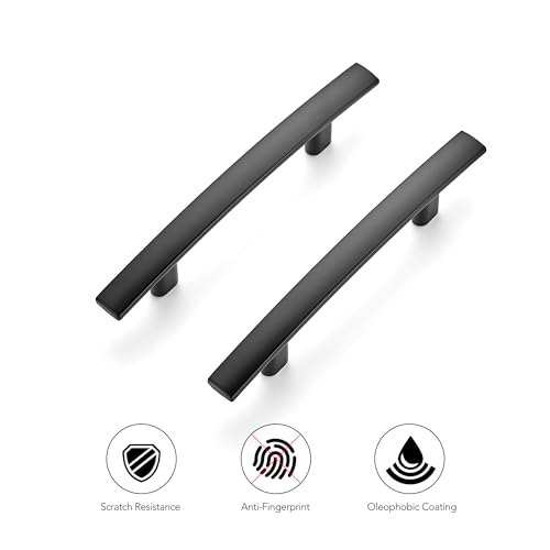 Image of Ravinte 20 Pack Cabinet Handles Matte Black Cabinet Pulls Kitchen Cabinet Handles,Curved Drawer Pulls in 5-3 /16 Inch Length with 3 Inch Hole Center Arch Kitchen Cabinet Hardware