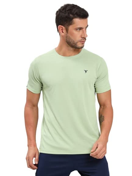 Image of TECHNOSPORT Men's Slim Fit Polyester Activewear Sports T-Shirt with Moisture-Wicking Comfort for Workout, Running & Gym