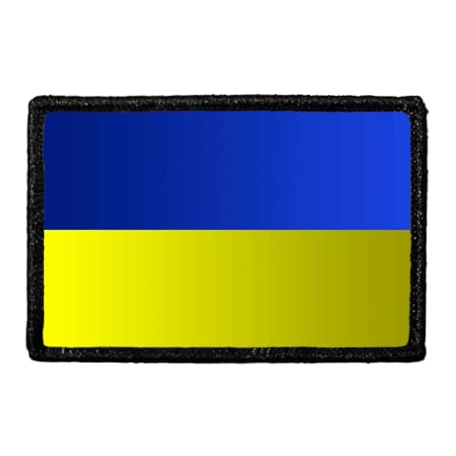 Ukraine Flag - Color | Hook and Loop Attach for Hats, Jeans, Vest, Coat | 2x3 in | by Pull Patch