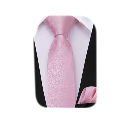 Dubulle Ties for Boys Self Tie Silk Paisely Striped Kids Necktie and Pocket Square Set for Age 8-11, Pink, S