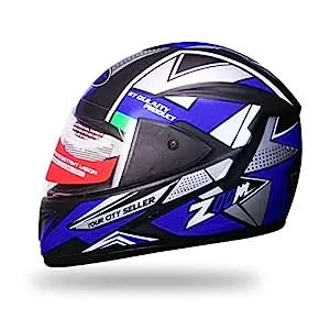 Strong and Durable Stylish Full Face Men Motorbike Helmet || Scratch Resistance and Silicone Glass Protection (Blue)-image-24