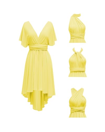 Image of Women's Short Convertible Dress with Bandeau High Low Infinity Bridesmaid Dresses Multi-Way Transformer Formal Dress
