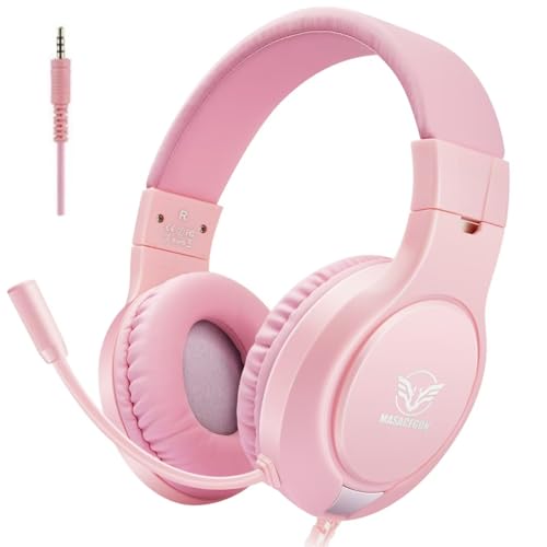 Casque de jeu avec micro antibruit H-10 rose pour éliminer les bruits ambiants