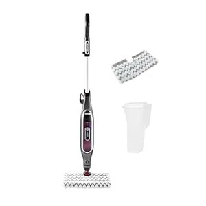 Shark Automatic Klik n' Flip Steam Mop for Hard Floors with Intelligent Steam Control, Steam Blaster, 2 Machine Washable Cleaning Pads & Fill Flask, 350ml, 6m Cord, Grey/Bordeaux S6003UK
