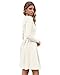 AUSELILY Long Sleeve Dress Women 2025 Crew Neck Winter Dresses Casual Knee Length Dress with Pockets Off White L