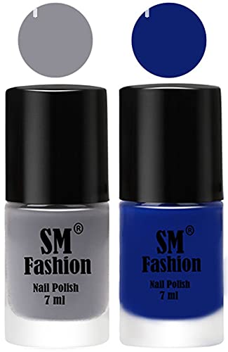 Image of Long Lasting Nail Polish | Nail Paint Combo 7 ml Each) - Set of 2 Gray-Blue