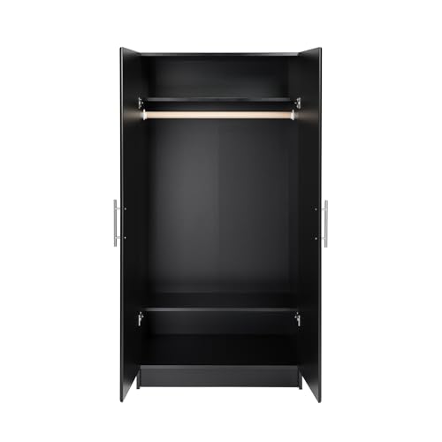 Image of Prepac Elite 32 inch Storage Cabinet, Black Storage Cabinet with Hanging Rail and Shelves for Living room, Kitchen and Laundry room 24.5 inch D x 32 inch W x 65 inch H
