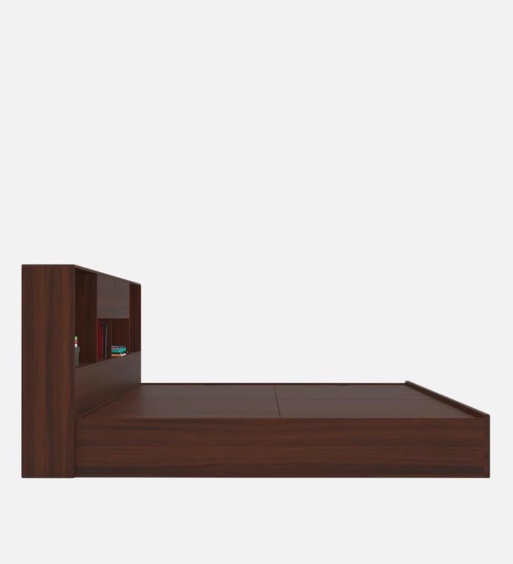 Image of Mintwud Pepperfry Engineered Wood King Size Bed with Box Storage | Wooden Double Bed Cot Palang Furniture with Headboard for Home Bedroom Living Room and Hotel - Walnut Finish