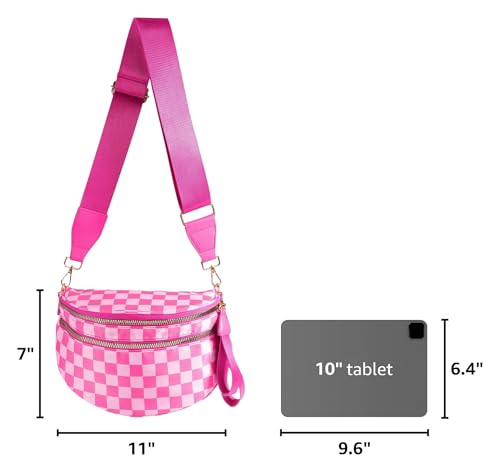 Image of FEIBOON Spacious Checkered Nylon Crossbody Bag Bum Bag Handbags Wallets for Women