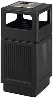 Safco Products Canmeleon Outdoor/Indoor Recessed Panel Trash Can with Ash Urn 9477BL, Black