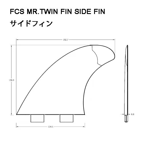 FUNKTION FCSサーフボード用 FCS対応 MR.TWIN 5.39"3.39" 3