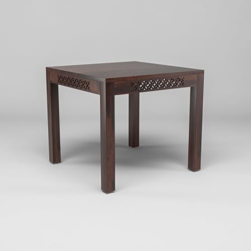 Image of Sheesham Wood 2 Chair with 1 Bench Dining Table Set with Cushioned Chairs for Dining Room | Living Room | | Hotels Restaurant (4 Seater with Bench, Walnut A)