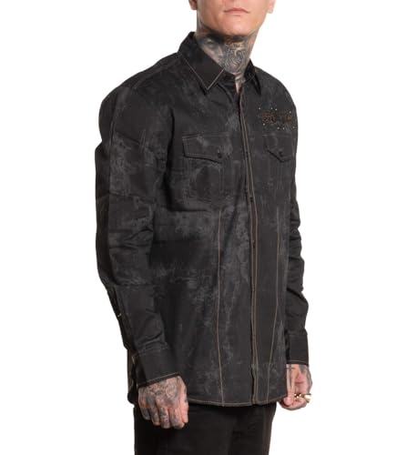 Affliction Men's Button Down Woven Cosmic Logic3