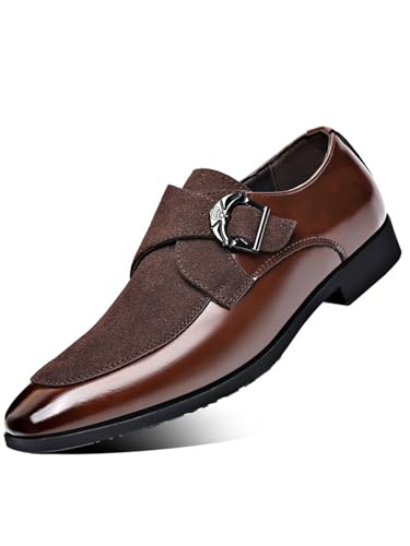 Men's Fashion Strap Suede Dress Tuxedo Shoe Business Formal Suit Leather Buckle Slip-on Loafers for Men