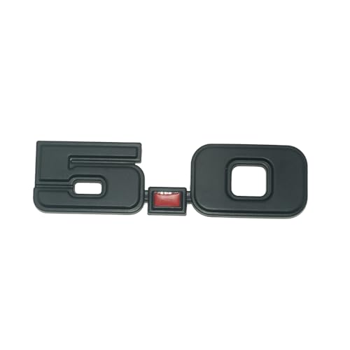 Image of 2Pc 1979-1993 5.0 Liter Engine Emblem Driver & Passenger Side Badge Nameplate Replacement for D9ZZ-16228-BC (Matte Black Red)