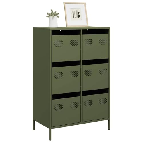 Frdhee Armario buffet de almacenamiento, tablero alto, color verde oliva, 68 x 39 x 101,5 cm, acero, para salón, ahorra espacio, versátil, fácil de configurar