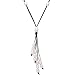 Long Freshwater Cultured Pearl Necklace with Pendant on Leather Cord Y-shaped Boho Necklace for Women 23.6"