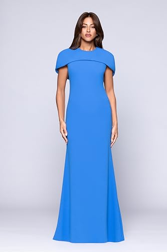 Image of Betsy & Adam Women's Xscape Women's Scuba V-Neck Off the Shoulder Ruffle Knee Length Dress