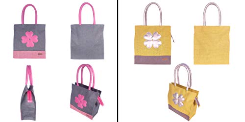 Image of Foonty Exclusive Sunflower Daily Use Jute Lunch Bag(Combo of 2,Multicolor,FFFWB6015E)