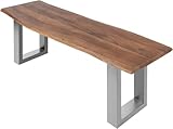 SAM Esszimmerbank 100x42 cm Chicago, Akazienholz nussbaumfarben, Massive Holzbank mit echter...