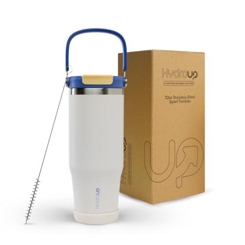 Hydroup Sport Tumbler 32oz Stainless Steel Water Bottle, Vacuum Insulated with 2-in-1 Lid (Straw & Spout), Leak-Proof Reusable Travel Mug for Hot and Cold Drinks