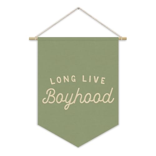 Image of Long Live BoyHood Banner Sage Green Decor Boy Room Decor,Nursery Playroom Wall Decor For Boys Bedroom Toddler Decorations Teen Boy Room Decor,Wall Hanging Pennant Flag Banner 15x11in