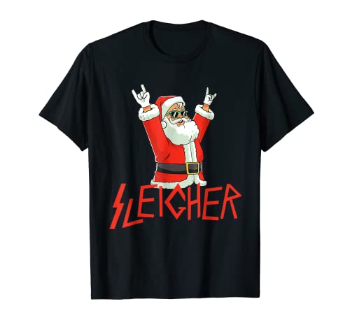 Sleigher Funny Christmas Heavy Metal Music Gifts Hombres Mujeres Camiseta