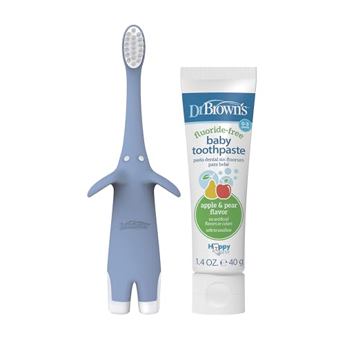 Brown's Infant-to-Toddler Training Toothbrush Set, Blue Want