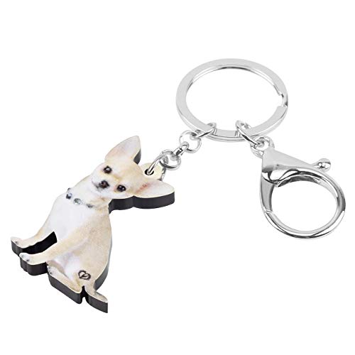 WEVENI Acrylic Cute Chihuahua Dog Keychains Pet Key Rings Jewelry For Women Girls Handbag Purse Car2