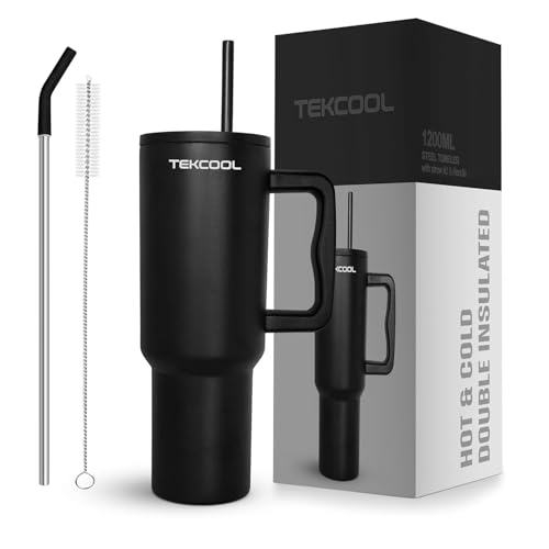 Image of Tumbler with lid and Straw 1200ML Cup Stainless Steel Hot and Cold with Handle and Lid 2 Straw Vacuum Insulated Tumbler for Water, Iced Tea or Coffee Office Gym Travelling